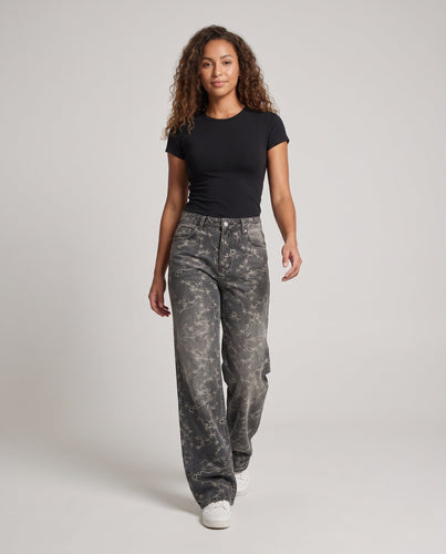 Damen Weite Jeans mit Floralprint Drune