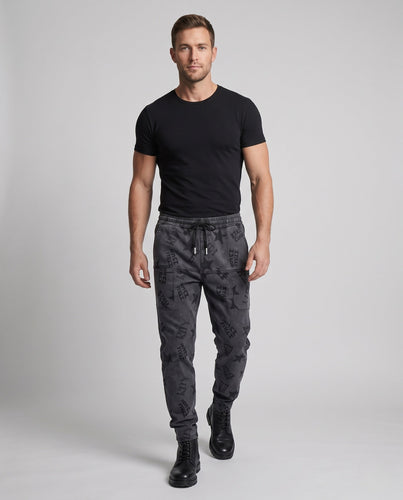 Herrenmode Cargo-Hose mit elastischem Bund und modernen Drucken Drune
