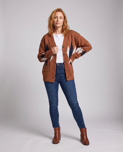 Damen stylische Strickjacke mit Diamantmuster Drune