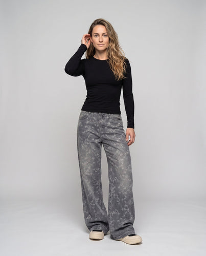 Damen Weitgeschnittene Jeans mit Floral Design Drune