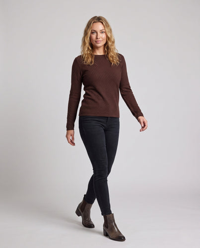 Damen Feiner Ajour‑Strickpullover mit Rundhalsausschnitt und leichter kastiger Silhouette Drune