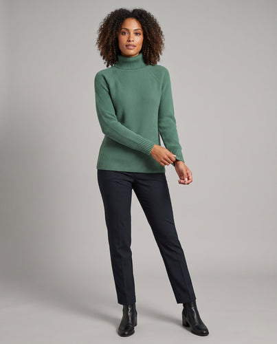 Damen Feiner Kaschmir‑Look Rollkragenpullover mit kastiger Kurzform und Raglanärmeln Drune