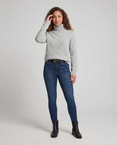 Damen Feiner Rollkragenpullover im Mohair‑Look mit Wabenstruktur Drune