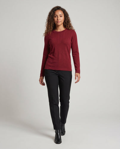 Damen Feiner Rundhals-Feinstrickpullover mit leicht überschnittener Schulter und fließender Silhouette Drune