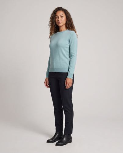 Damen Feinstrick-Pullover mit geripptem Rundhalsausschnitt und schmalen Bündchen Drune