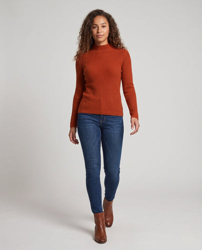 Damen Feinstrick-Pullover mit kurzem Mockneck und leicht strukturierter Oberfläche Drune