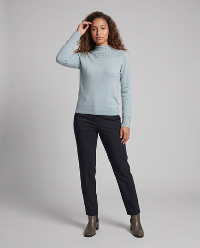 Damen Feinstrick-Pullover mit Mockneck, Ajour‑Yoke und kaschmirähnlicher Weichheit Drune