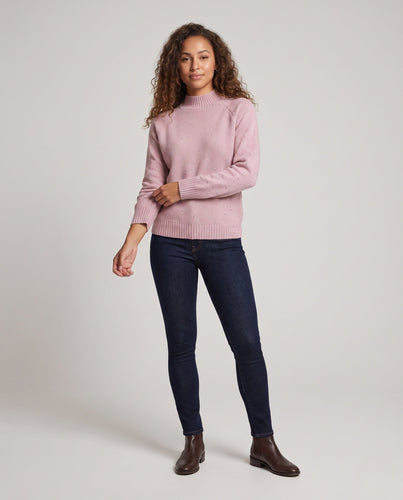Damen Feinstrick-Pullover mit Mockneck, Nep-Struktur und legerer Raglan-Passform Drune