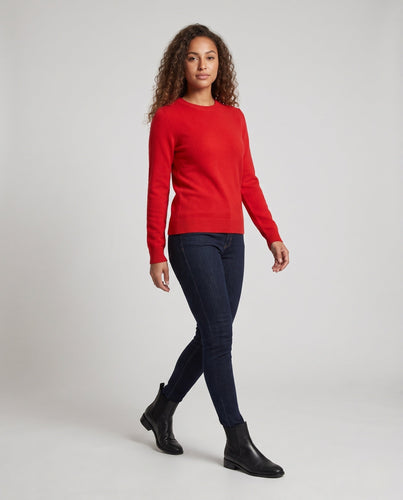 Damen Feinstrick-Rundhalspullover aus weichem Wollmix mit minimalistischer Silhouette Drune