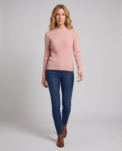 Damen Feinstrickpullover mit schmalem Mockneck, feiner Rippenstruktur und leicht taillierter Silhouette Drune