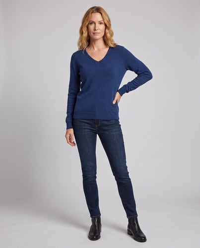 Damen Feinstrickpullover mit V‑Ausschnitt, Angora‑Optik und leicht kastiger Passform Drune