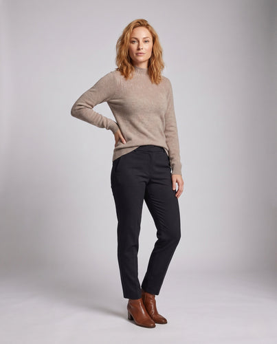 Damen Flauschiger Mockneck-Pullover mit funkelnder Strass‑Cascade und Kaschmir‑Optik Drune