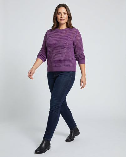 Damen Flauschiger Mohair‑Look Pullover mit Honigwaben‑Ajour und legerer Oversize‑Passform Drune
