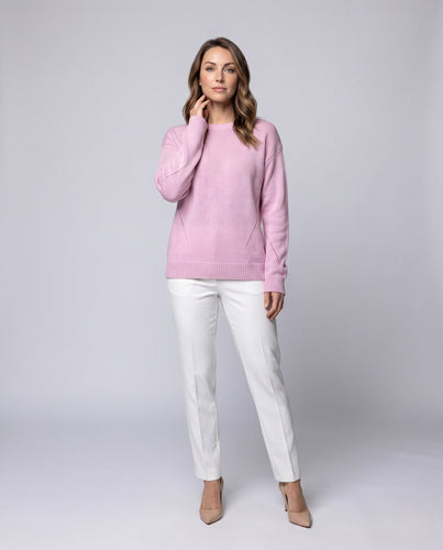 Damen Flauschiger Oversize-Feinstrickpullover mit dezenten Ajourdetails und verlängertem Rippbund Drune