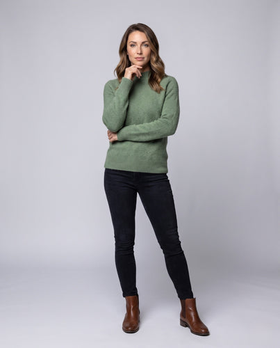 Damen Flauschiger Rundhalspullover aus Mohair‑Optik mit Chevron‑Ajour Drune