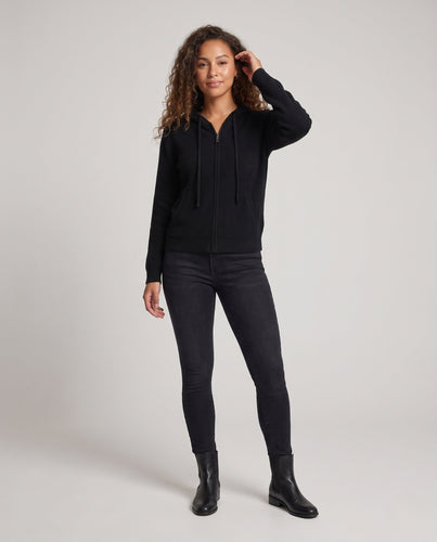 Damen Kapuzen-Feinstrickjacke mit Reißverschluss und kaschmirähnlicher Haptik Drune