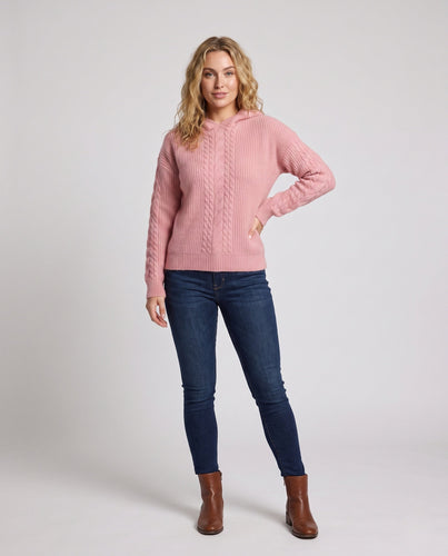 Damen Kapuzenpullover aus flauschigem Zopfstrick mit kaschmirähnlicher Optik Drune