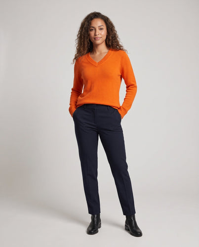 Damen Kaschmir‑Optik Feinstrickpullover mit V‑Ausschnitt und leichtem Mohair‑Finish Drune