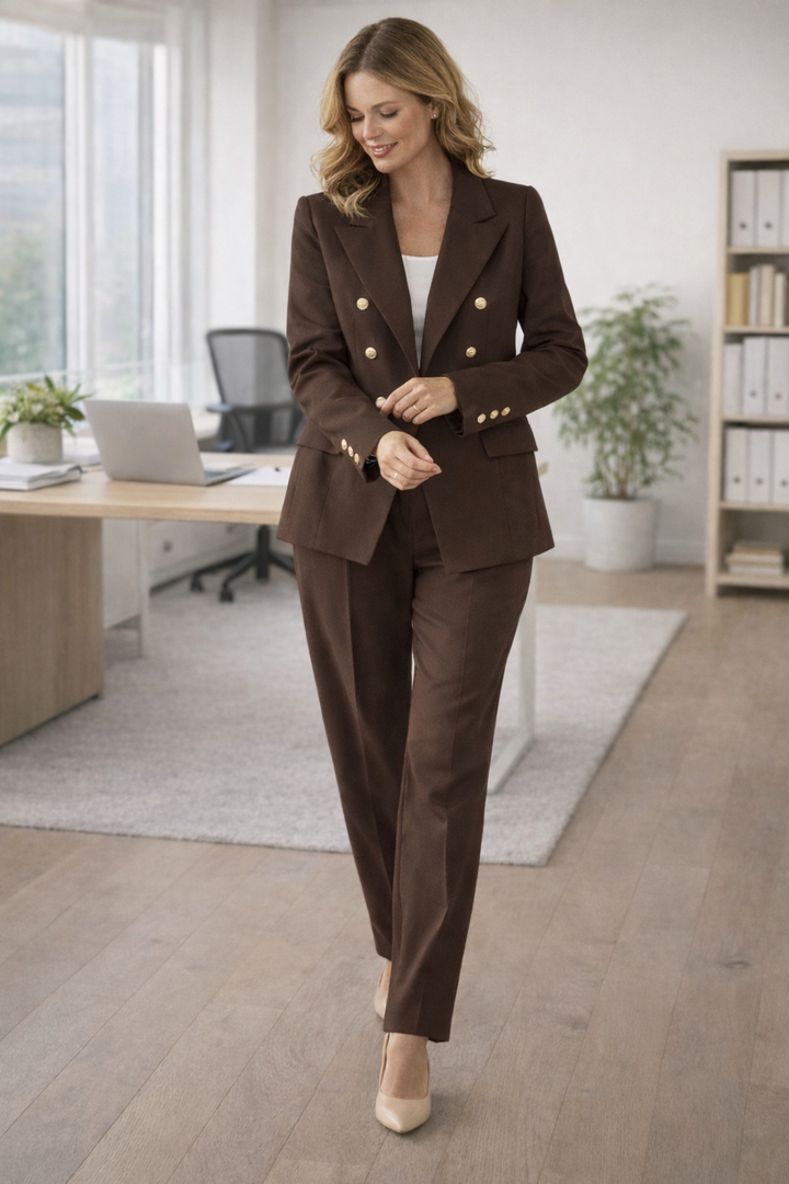 Drune Damen Anzug Set Blazer Hose Zweiteiler elegant