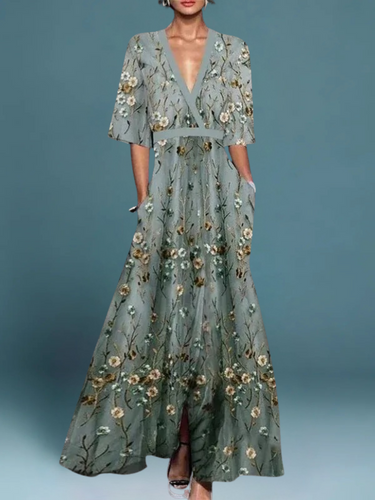 Drune | Elegantes Langes Blumenkleid