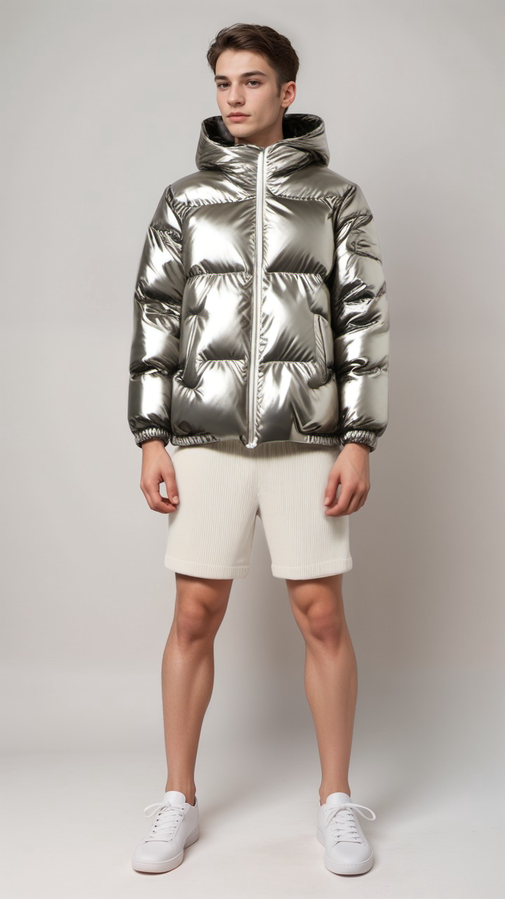 Drune | Glänzend Kapuze Gep Padded Jacke