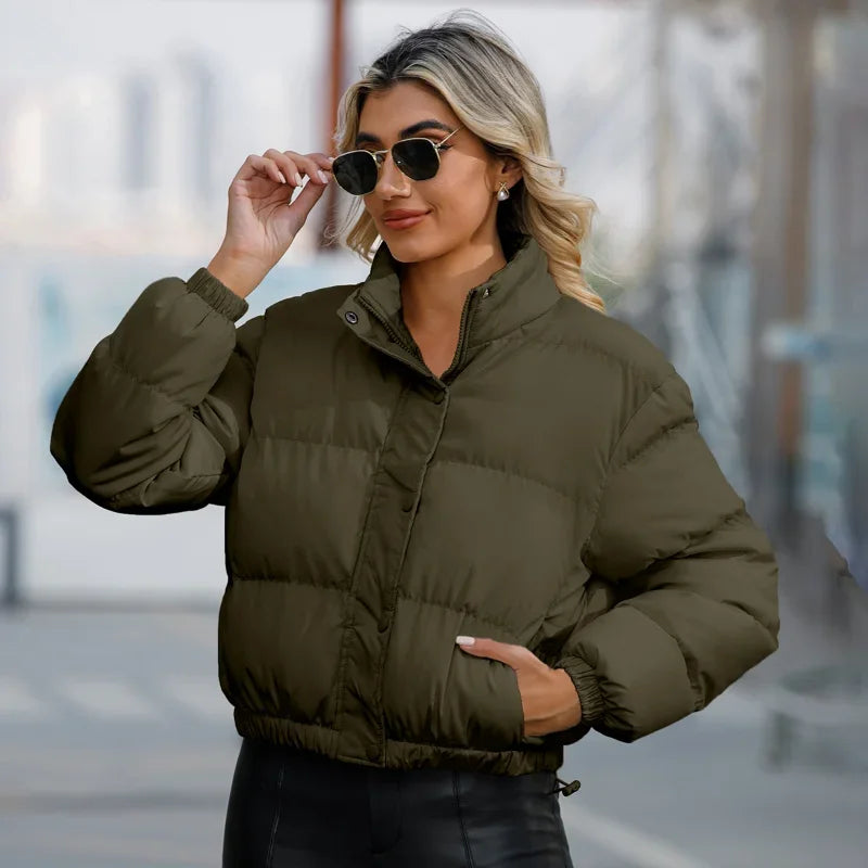 Drune | Kurz Warm Wattierte Jacke Winterjacke für Frauen