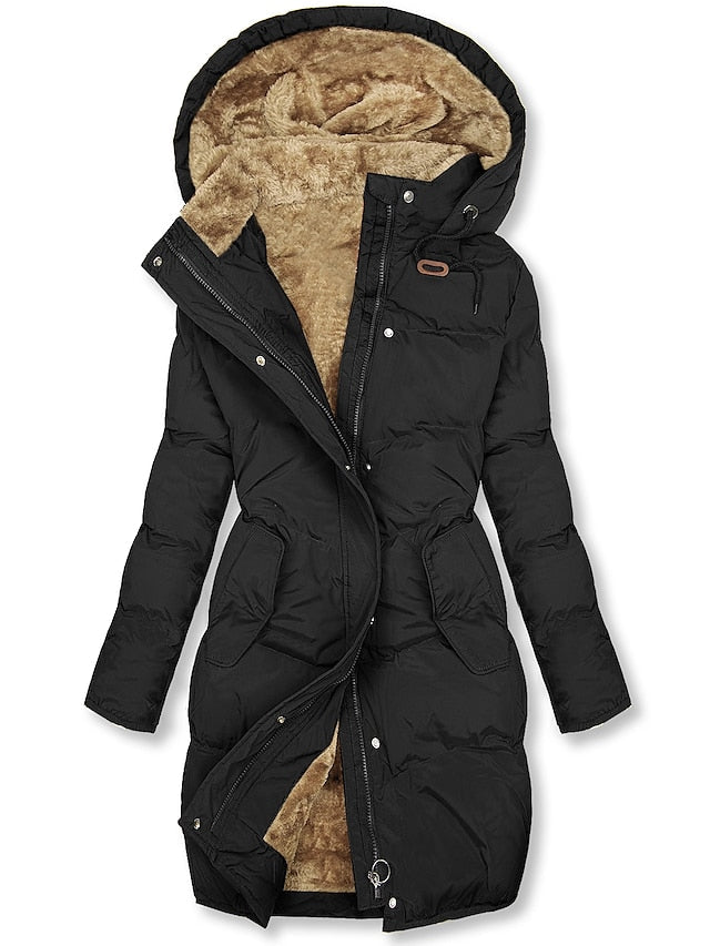Drune | Kapuze Lang Wattierte Jacke Winterjacke für Damen