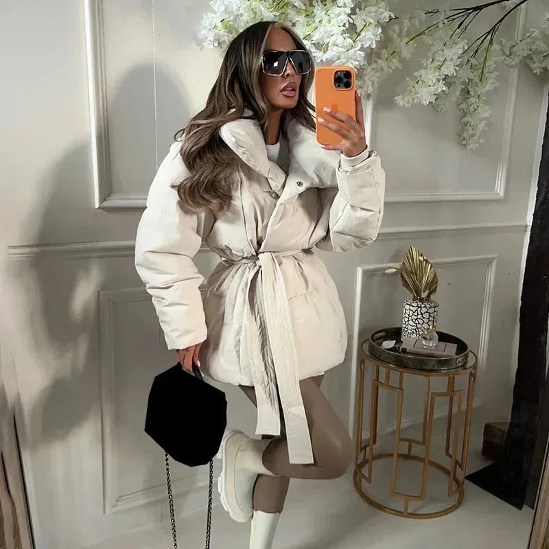 Drune | Warm Gürtel Winterjacke Frauen