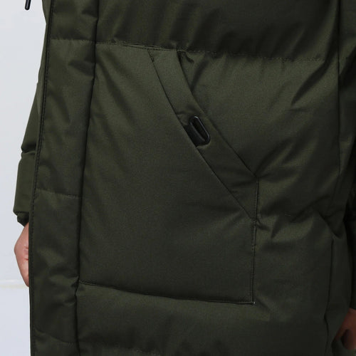 Drune | Kapuze Halblang Daunenjacke