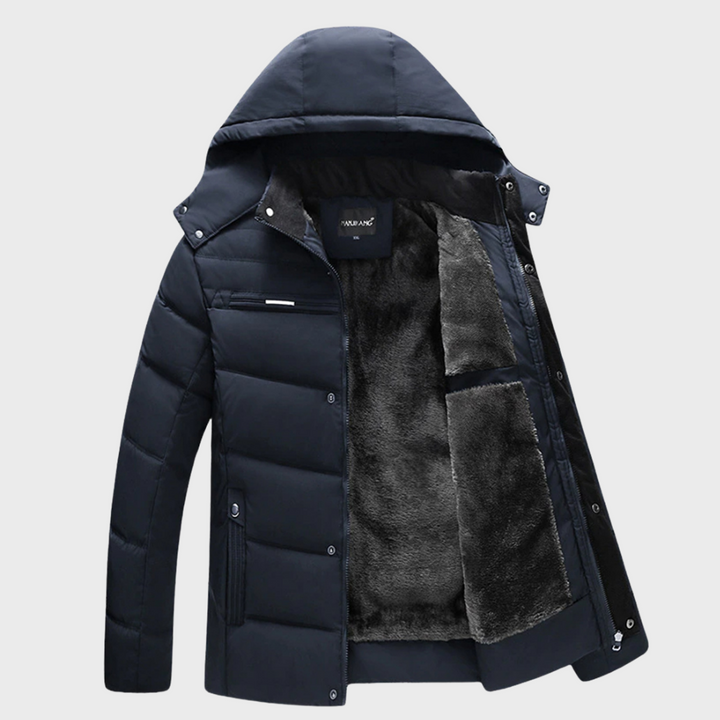 Drune | Herren Fleece Gefütterte Daunenjacke mit Kapuze für Den Winter