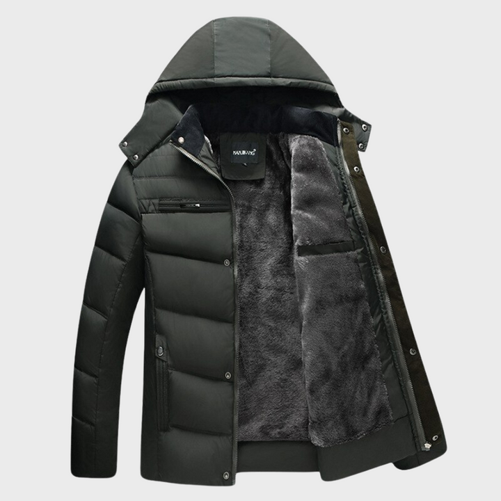 Drune | Herren Fleece Gefütterte Daunenjacke mit Kapuze für Den Winter
