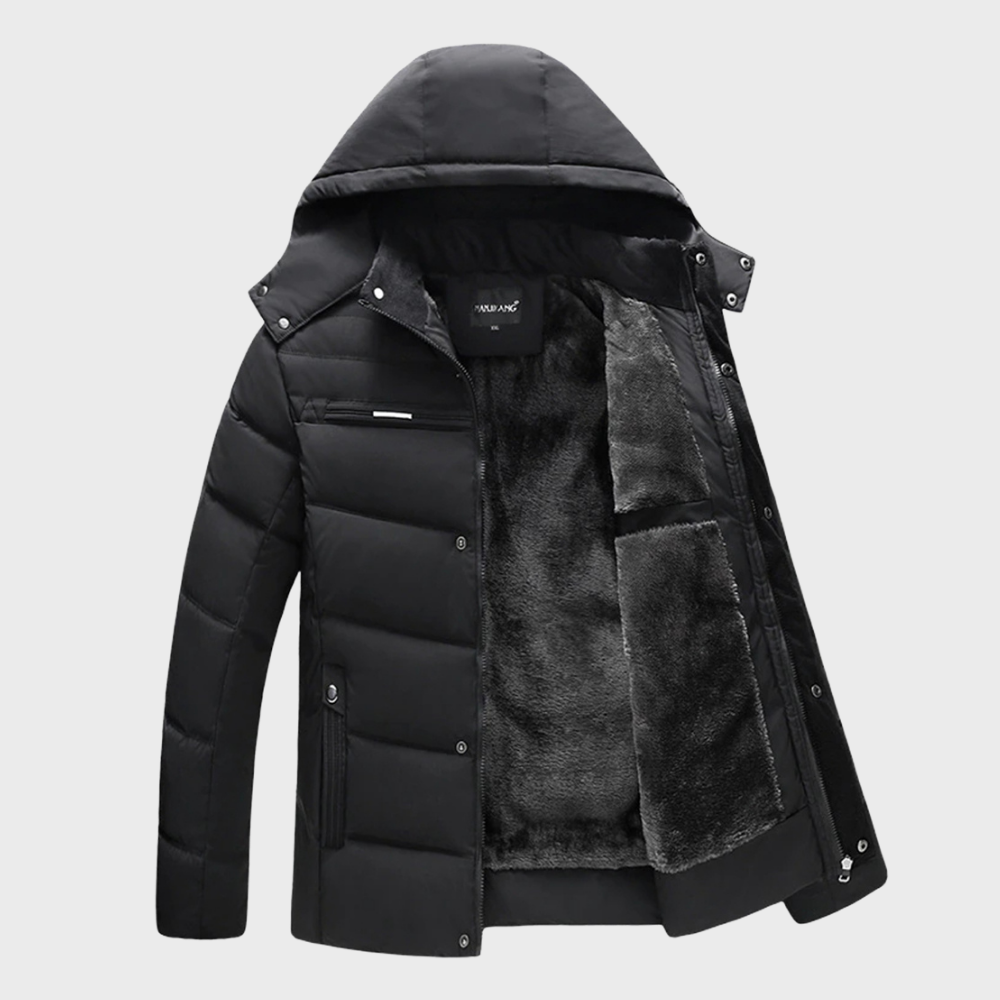 Drune | Herren Fleece Gefütterte Daunenjacke mit Kapuze für Den Winter