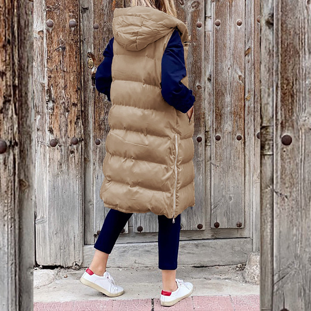 Drune | Lang Kapuze Weste Winterbekleidung für Damen