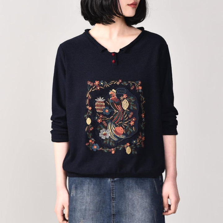 Drune | beigere Strickjacken Plus-Size-Bekleidung V-Ausschnitt Pullover Langarm