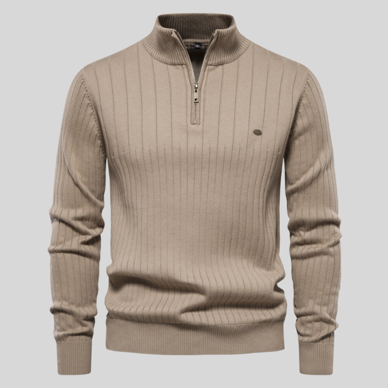 Drune | mit halbem Reißverschluss hochgeschlossen Drune | Rippenstrickpullover Herrenbekleidung