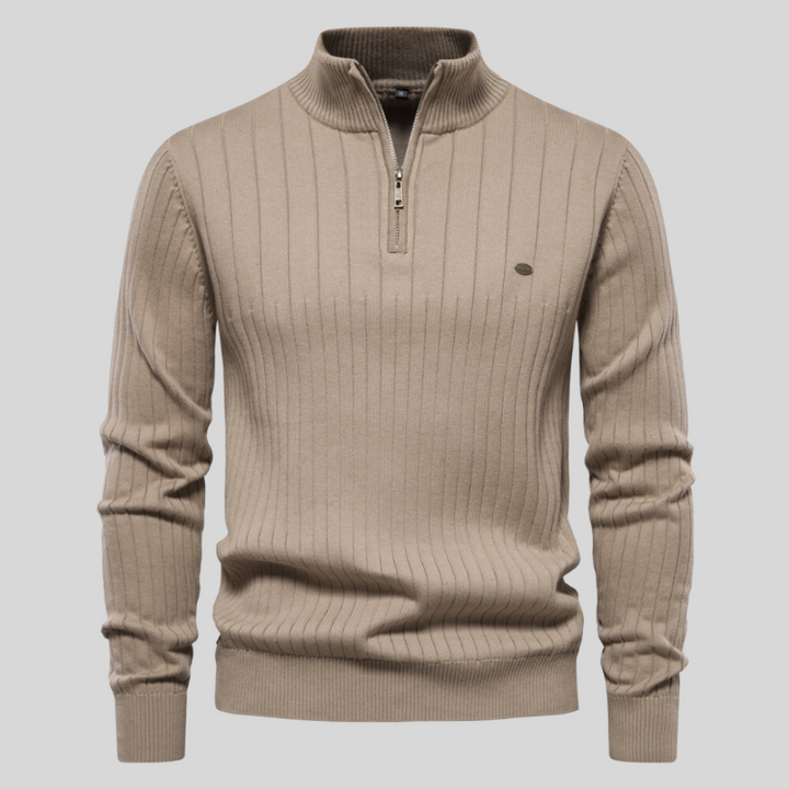 Drune | mit halbem Reißverschluss hochgeschlossen Drune | Rippenstrickpullover Herrenbekleidung