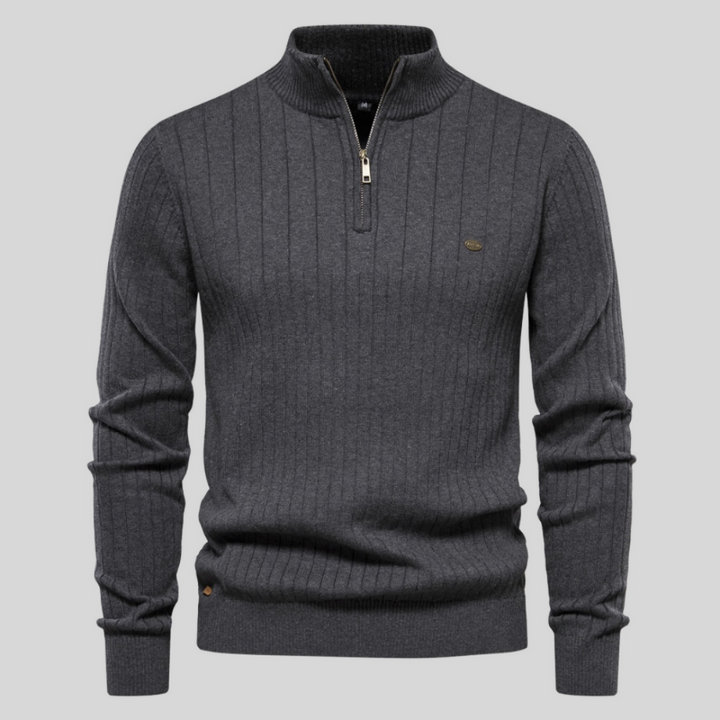 Drune | mit halbem Reißverschluss hochgeschlossen Drune | Rippenstrickpullover Herrenbekleidung