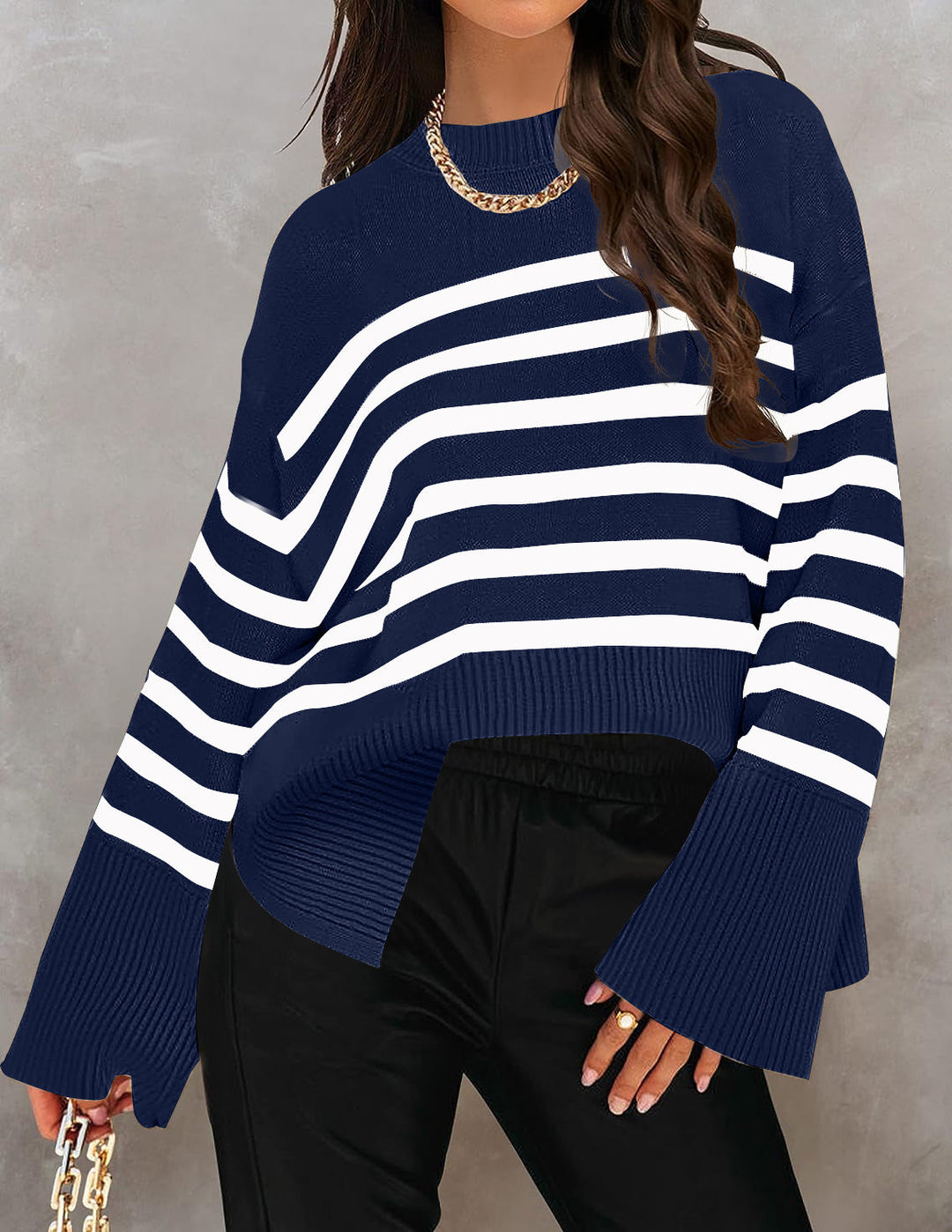 Drune | Damen Streifen Oversized-Pullover für Herbst und Winter