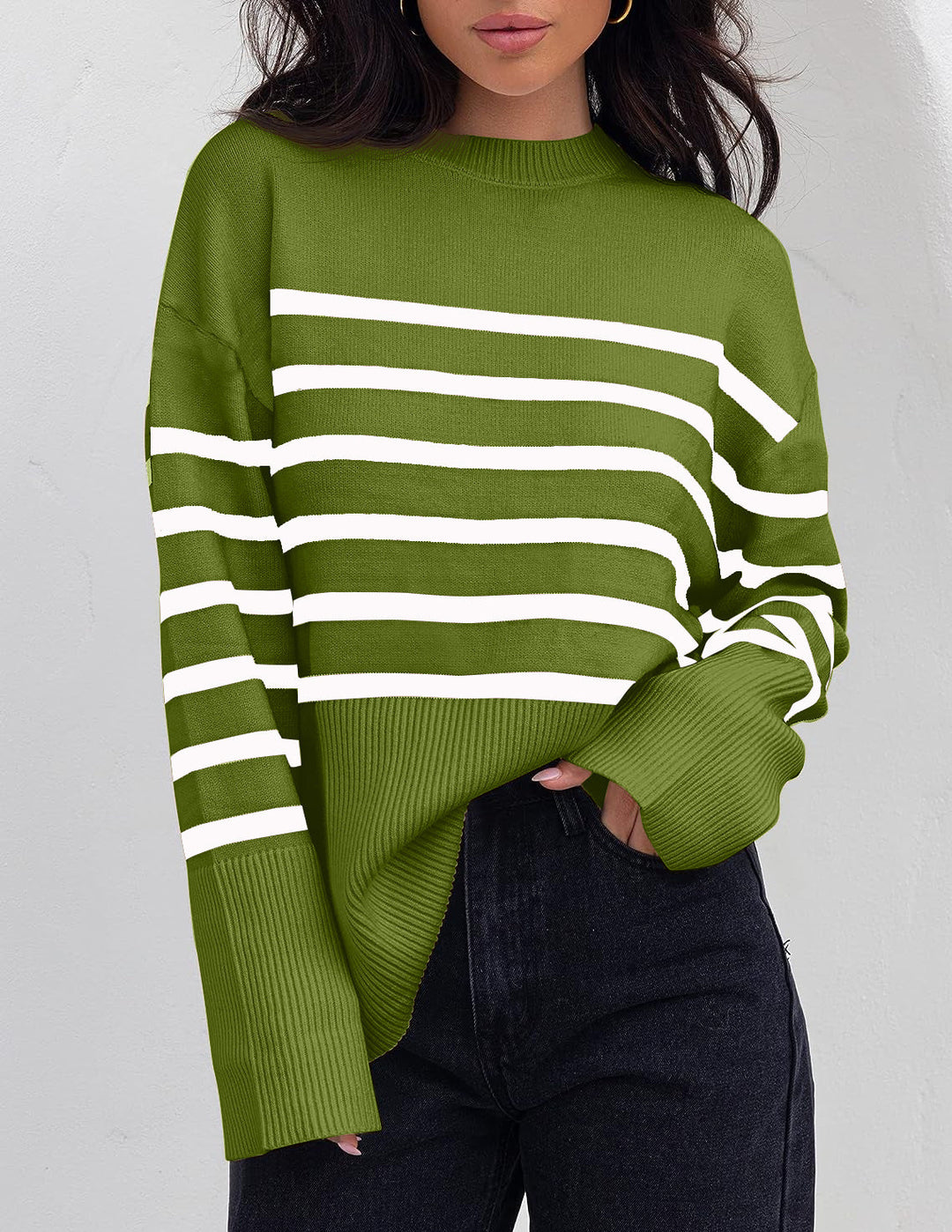 Drune | Damen Streifen Oversized-Pullover für Herbst und Winter