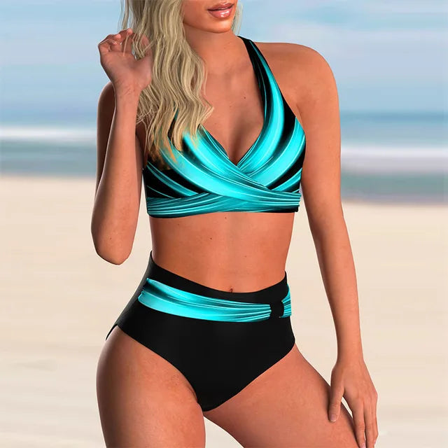 Drune | Push Up Halter Bikini Satz mit Hoher Taille für Damen