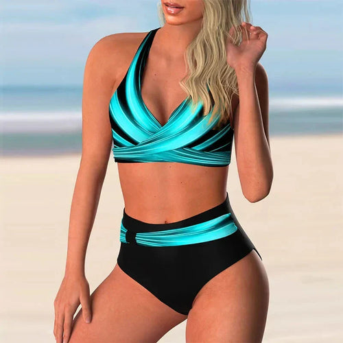 Drune | Push Up Halter Bikini Satz mit Hoher Taille für Damen