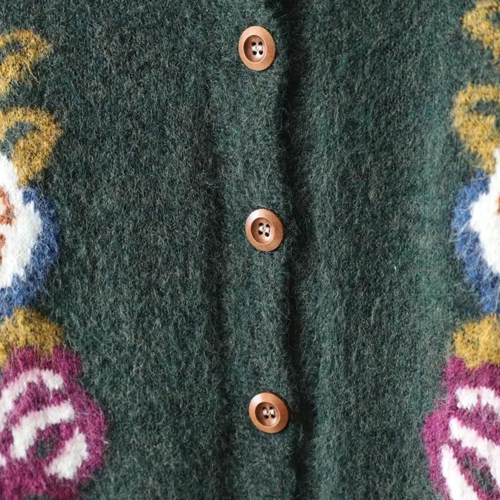 Drune | Modische Strickjacke mit Blumenmuster für Frauen