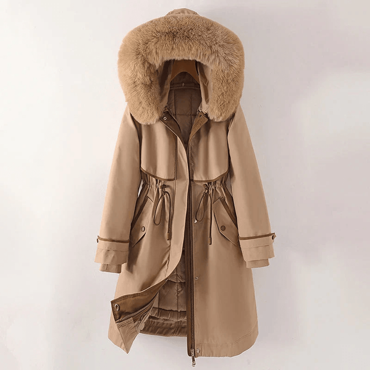 Drune | Gepolsterte Winter Parka Jacke mit Verstellbarem Bund und Kunstfellkapuze