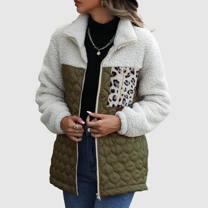 Drune | Fleece Relaxed Fit Jacke - Gestepptes Patchwork-Fellbesatz-Jackett