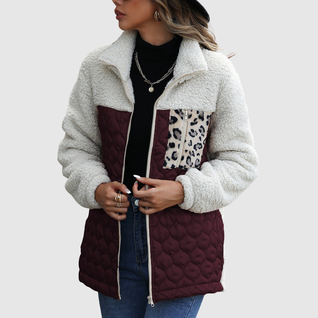 Drune | Fleece Relaxed Fit Jacke - Gestepptes Patchwork-Fellbesatz-Jackett