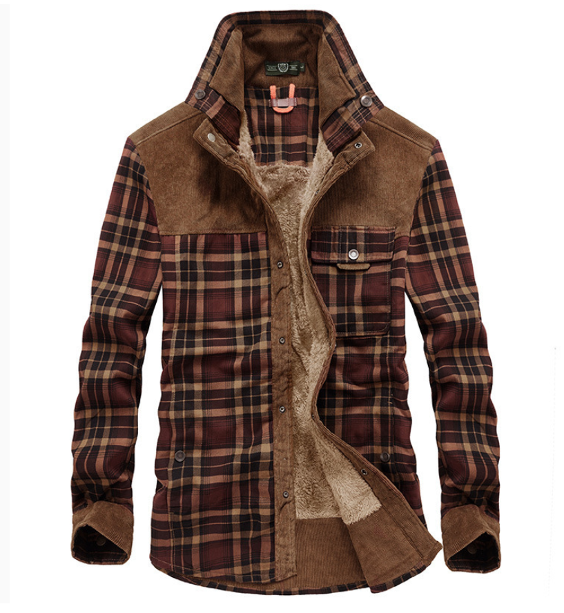 Drune | Warme Flanell-Winterjacke für Herren mit Stehkragen