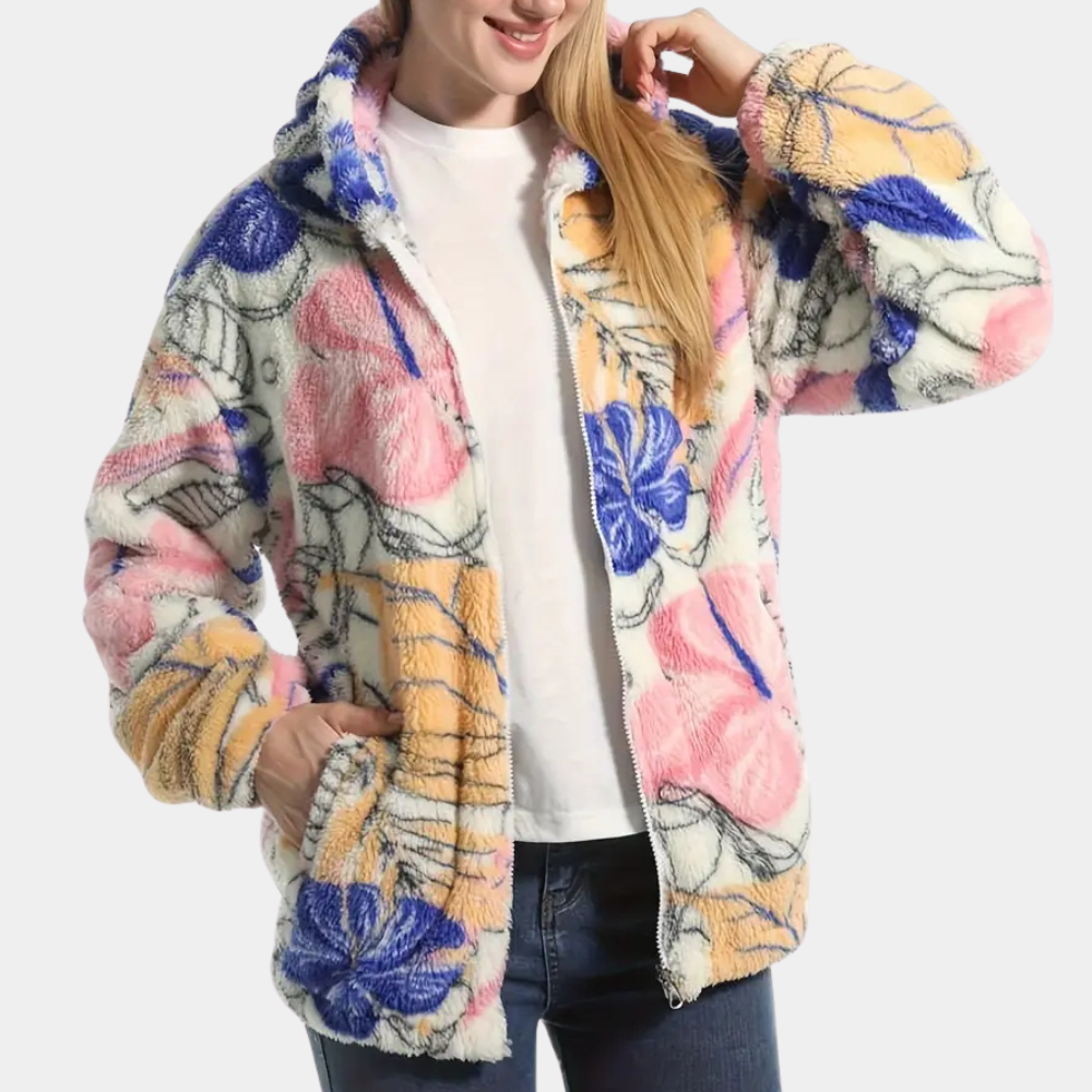 Drune | Blümchen Winterjacke mit Kapuze für Damen