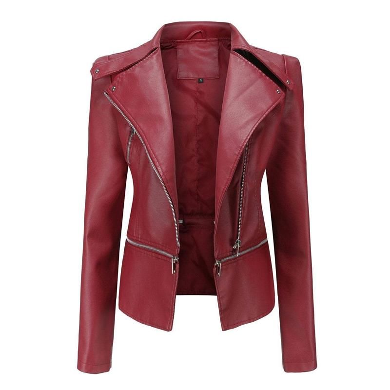 Drune | Gothic Soft Leather Jacket with Lapel and Breathable Zipper Design