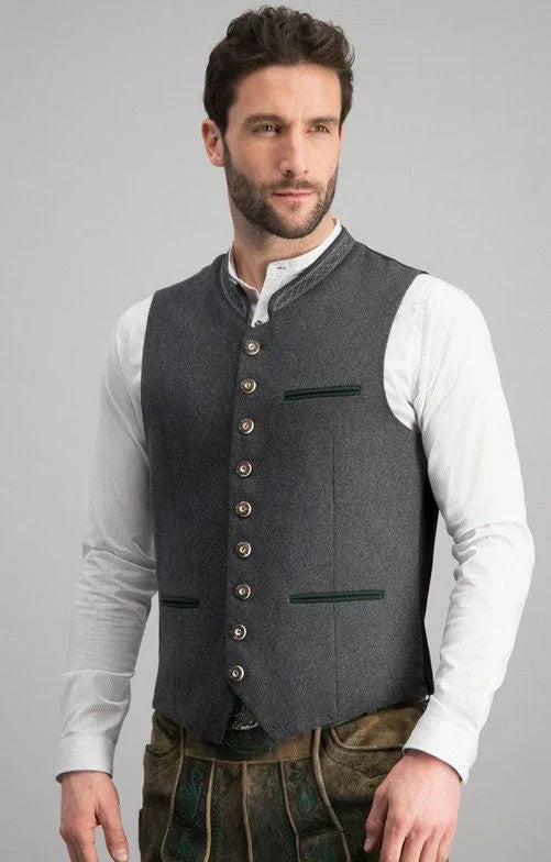Drune | Herren Trachtenweste in Grau Traditionell & Modern