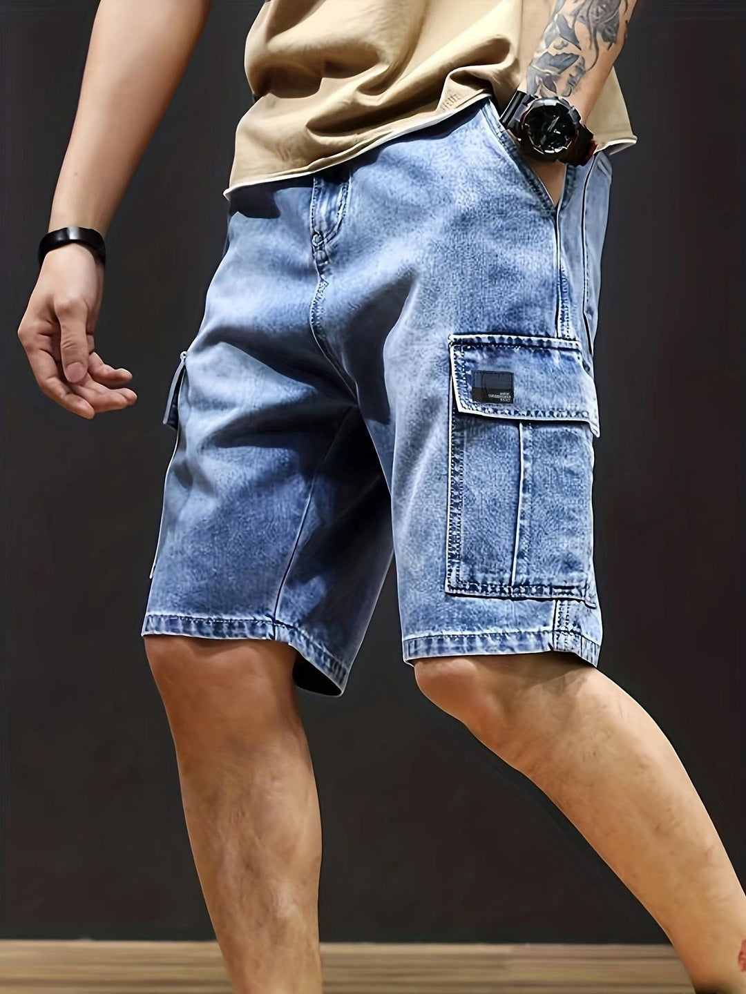 Drune | Cargo Denim Shorts Für Herren